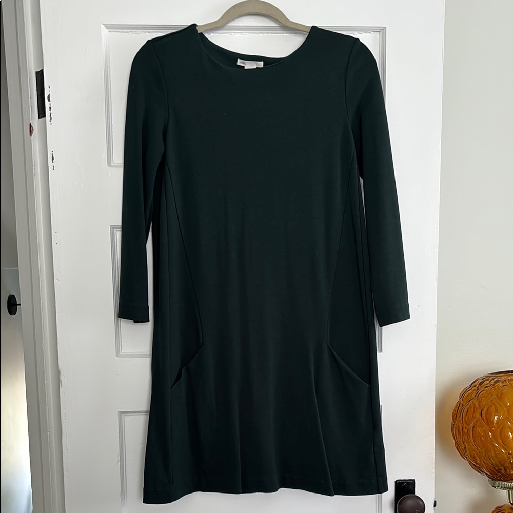 Dark Green Women's Dress with Pockets